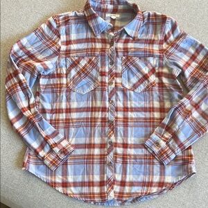 Blue and Rust color Plaid Flannel